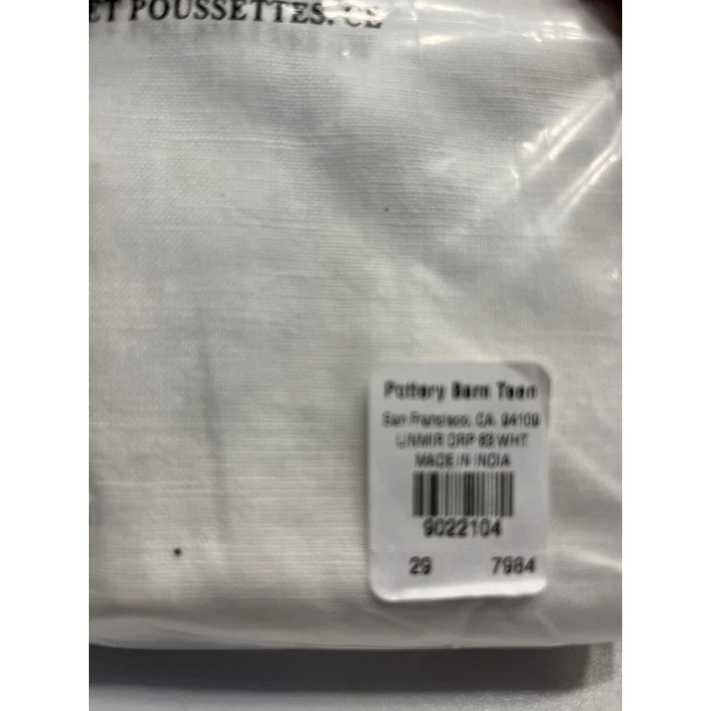 NWT - Pair of Pottery Barn Teen Ivory Cream Linen Mirror Drape 63” L x 52” W